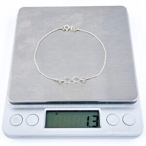 Estate NL Sterling Silver 925 Infinity Symbol Bracelet 7.25"